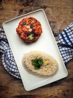 Served with stir fried rice