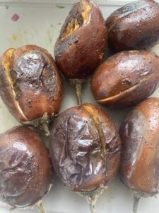 Pan fried aubergines