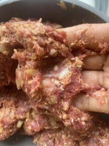 all spices mixed in the mince