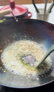 saute garlic and green chillies