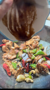 add chicken and sauces